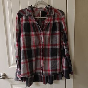 Free people plaid button up top